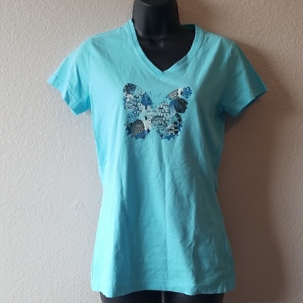 Reebok Blue Butterfly Cotton Shirt